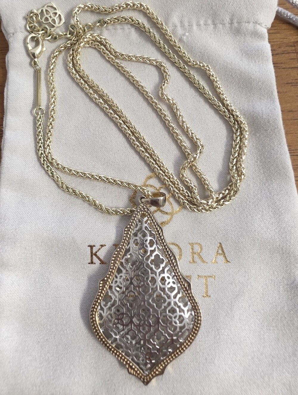 Kendra Scott Gold and Silver Aiden Pendant Necklace - Gold